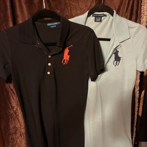 Ralph Lauren Men's Polo Shirt - Black and Light Blue